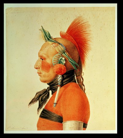 Un guerriero Osage, 1804 da Charles Balthazar Julien Févret de Saint Mémin